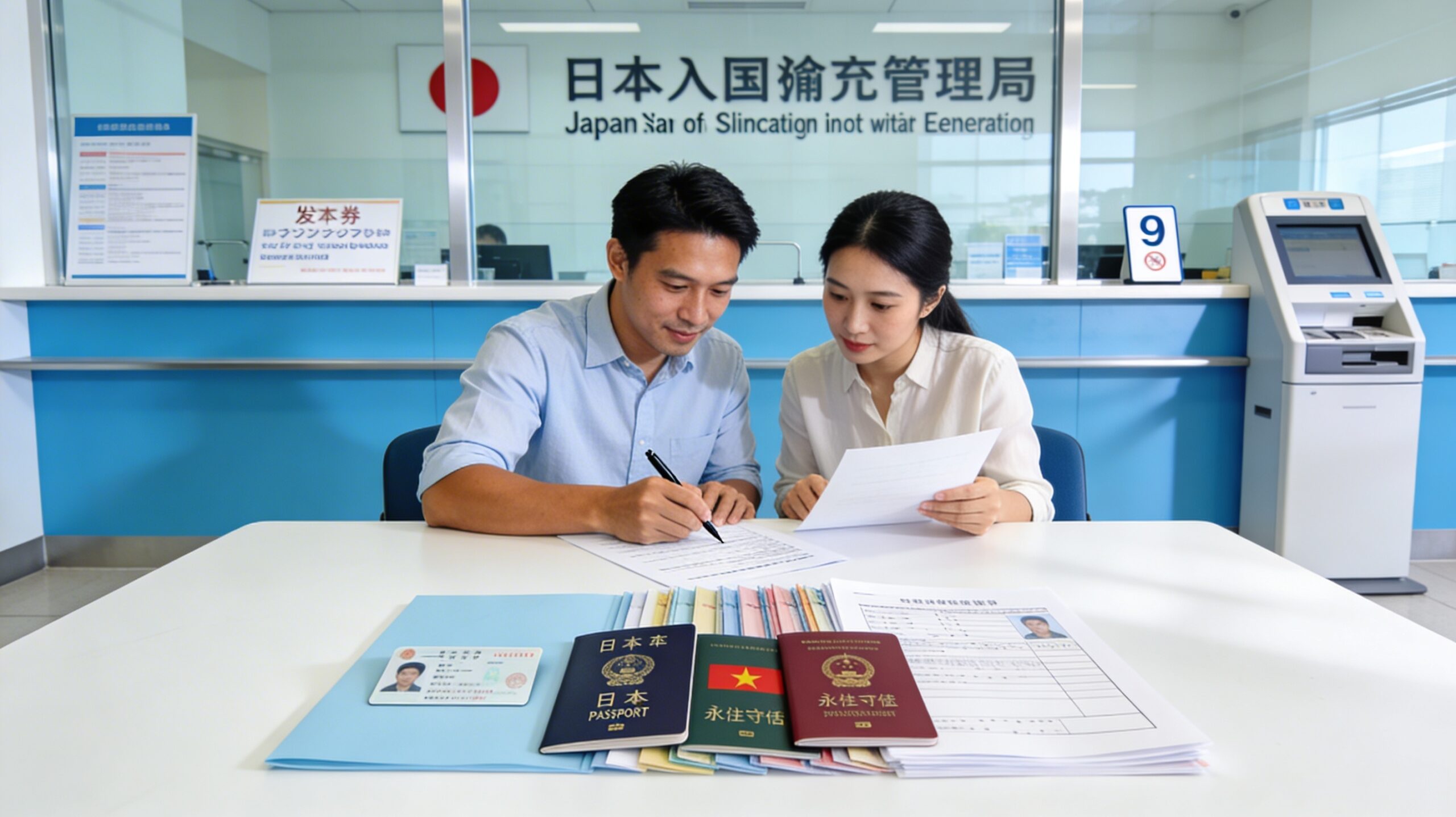 入管庁で永住申請をする ベトナム人