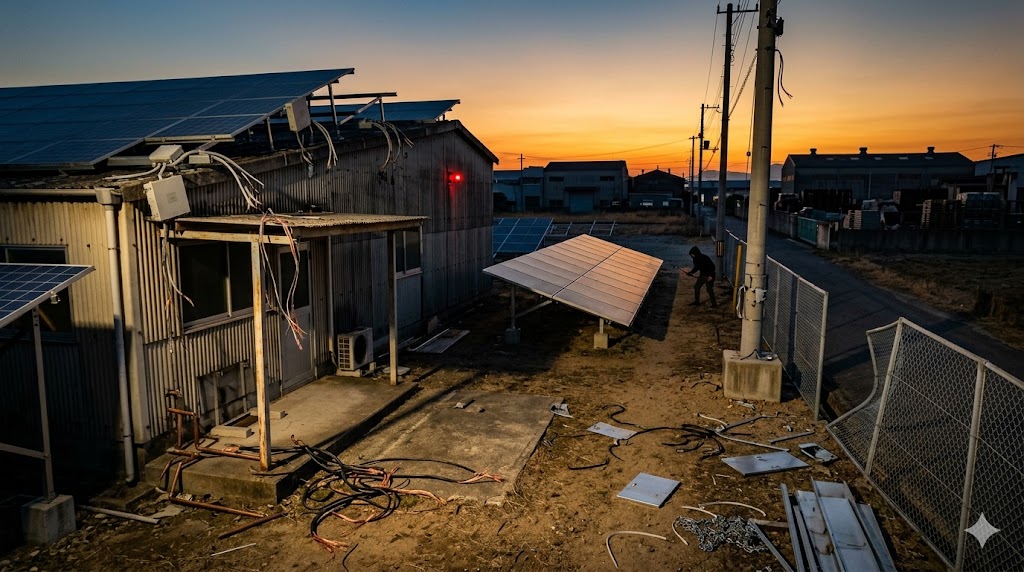 金属盗難のイメージ(太陽光パネル、電線、室外機など)