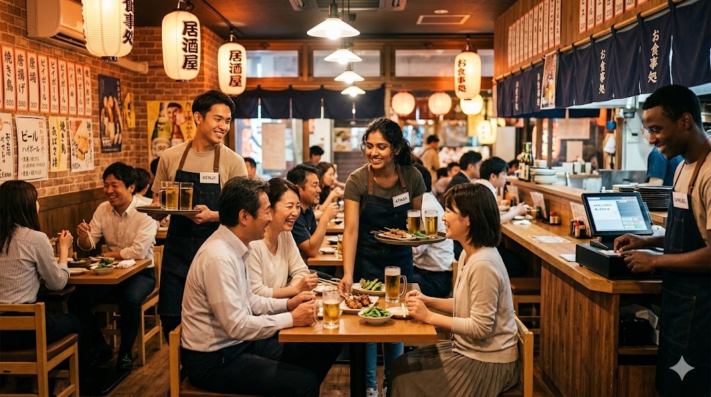 飲食店で働く外国人スタッフのイメージ写真