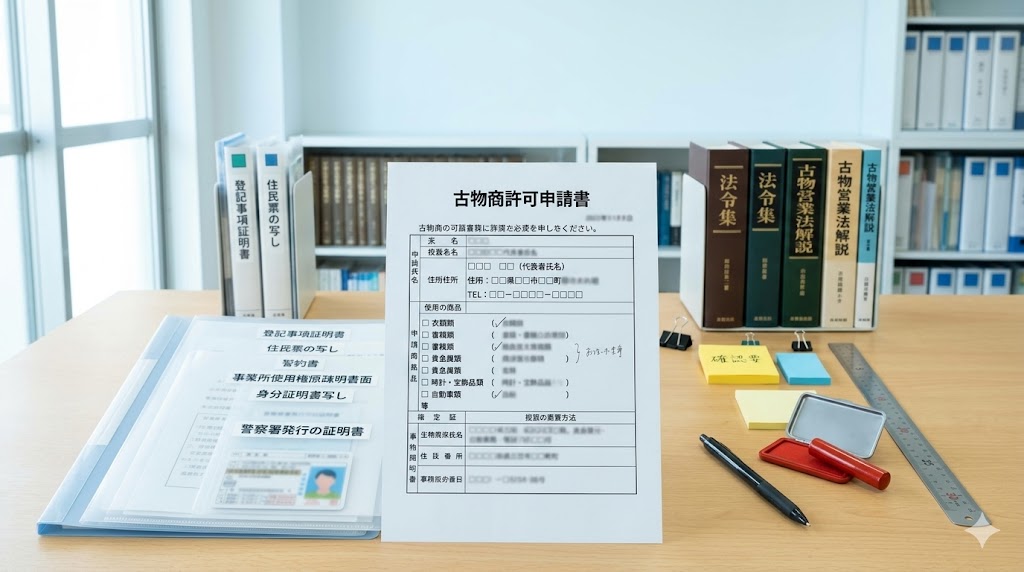 申請書類と電卓が並んでいるイメージ写真