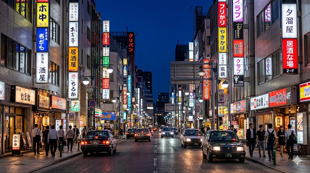 広島市中区の繁華街（流川・薬研堀エリア）の夜景写真