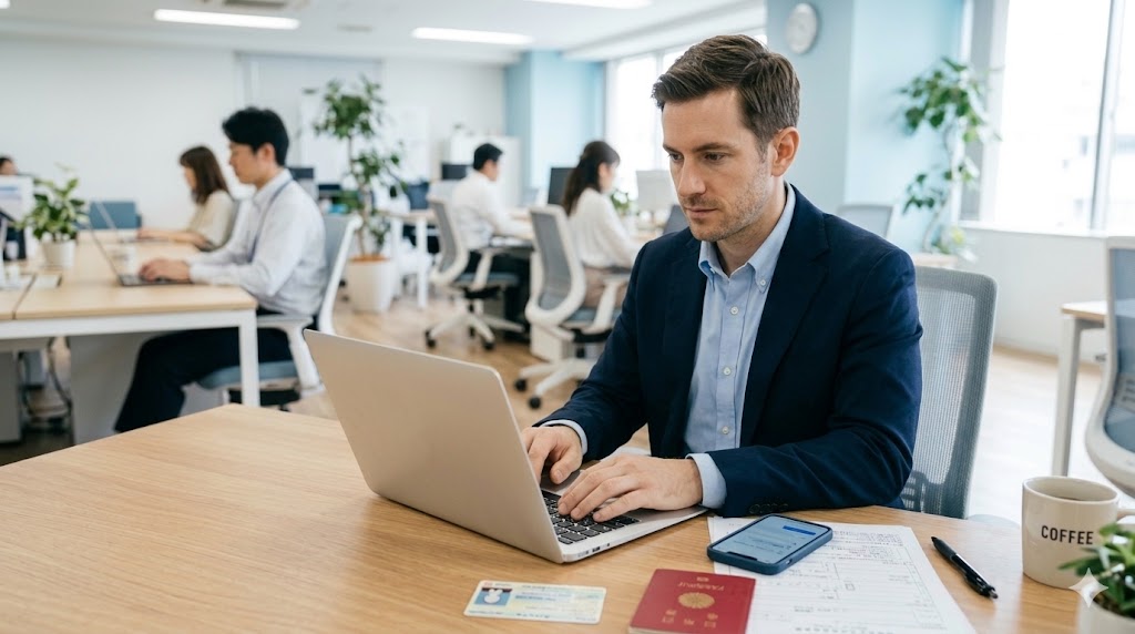 デスクワークをする外国人のイメージ