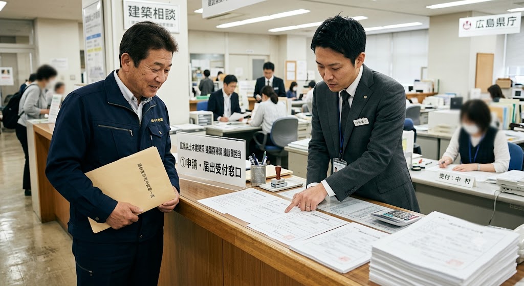 建設業許可を県庁に申請するイメージ写真