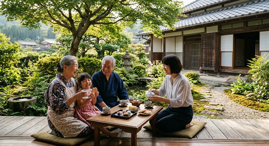 遠方の実家に里帰りする様子